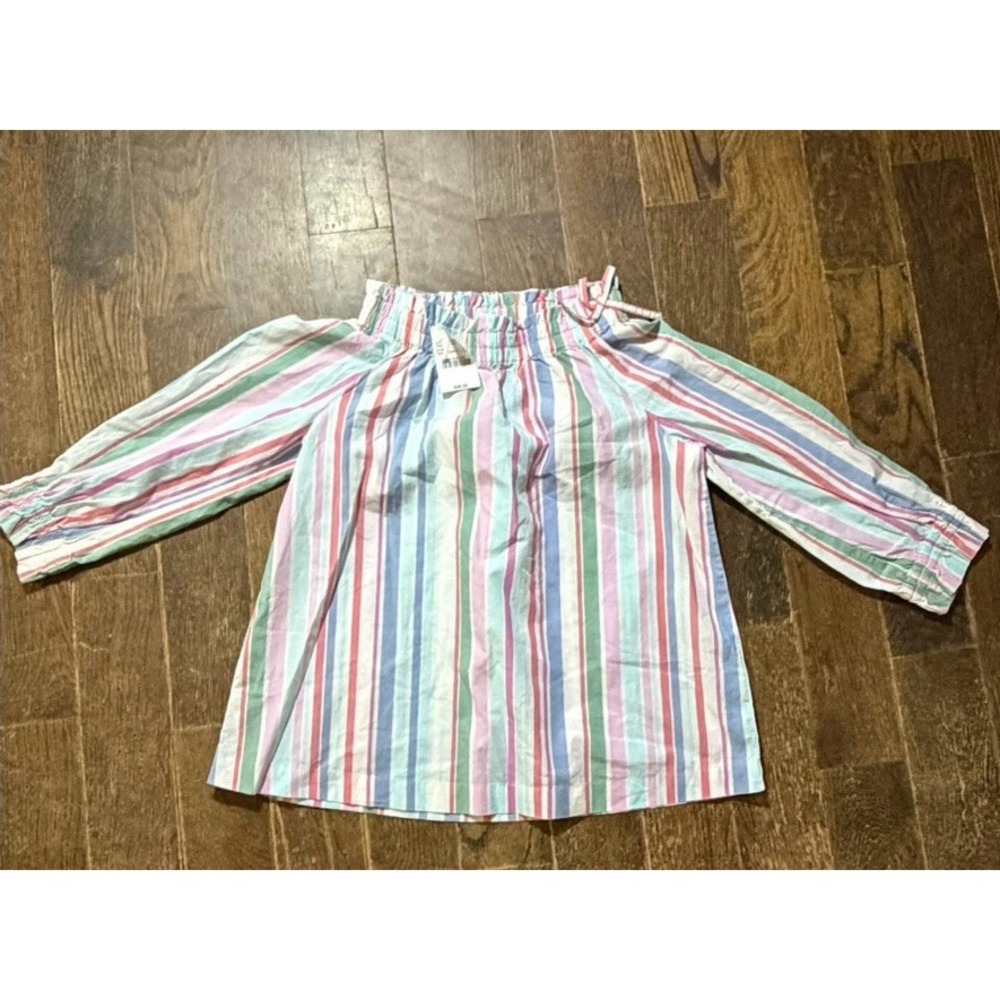 Crewcuts J.Crew Girls Striped Peasant Top Multicolor Cotton Long Sleeve 10 NWT